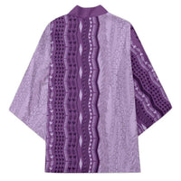 Vintage Violet Hawaiian Traditional Kapa Mix Flowers Lei Kimono