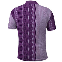 Vintage Violet Hawaiian Traditional Kapa Mix Flowers Lei Polo Shirt