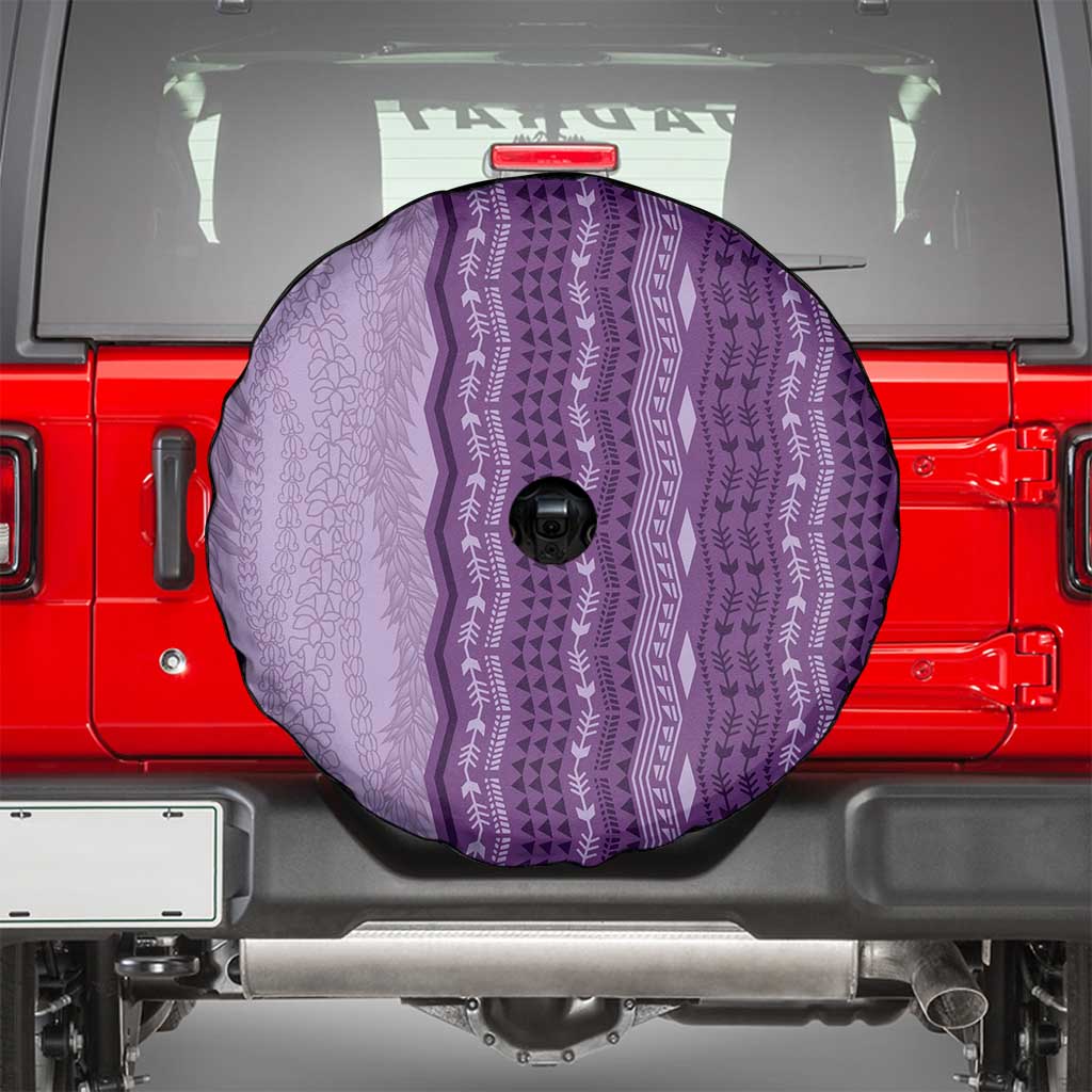 Vintage Violet Hawaiian Traditional Kapa Mix Flowers Lei Spare Tire Cover LT7 - Polynesian Pride