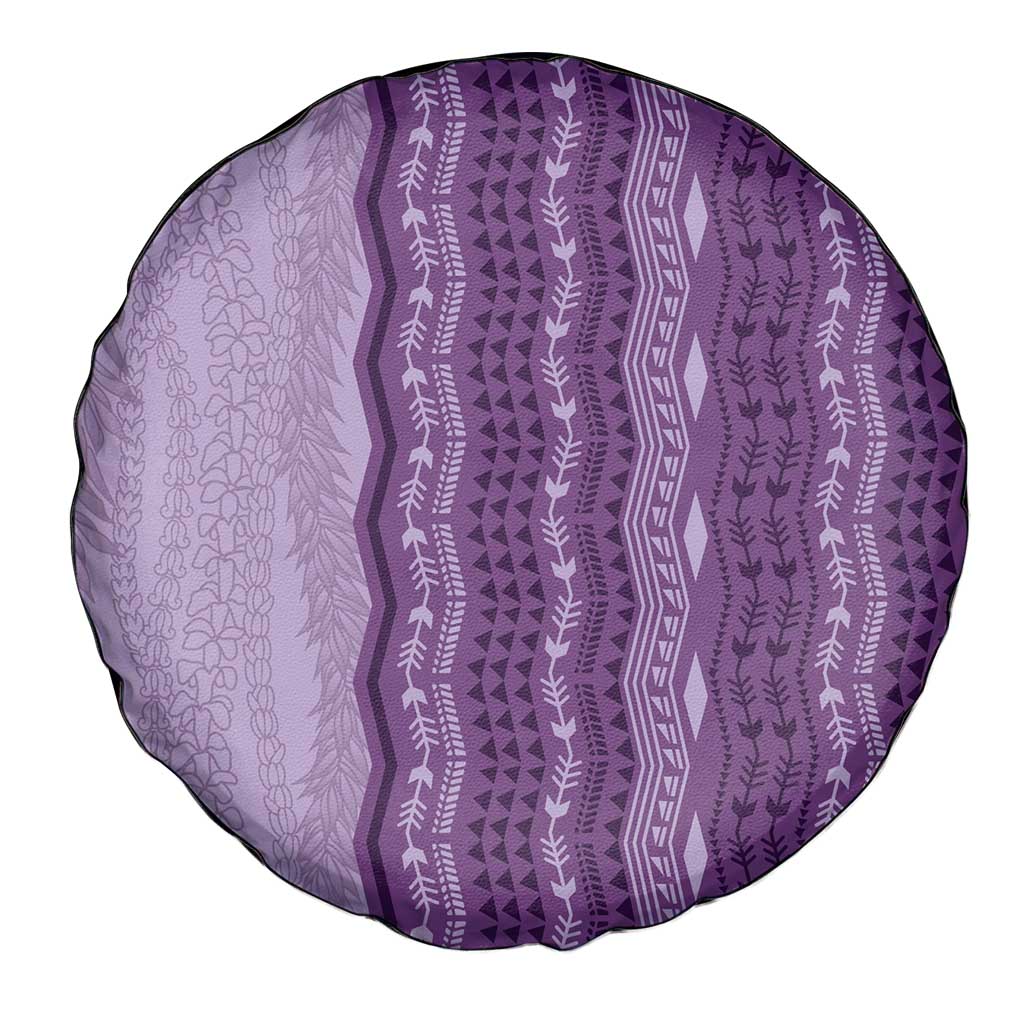 Vintage Violet Hawaiian Traditional Kapa Mix Flowers Lei Spare Tire Cover LT7 - Polynesian Pride