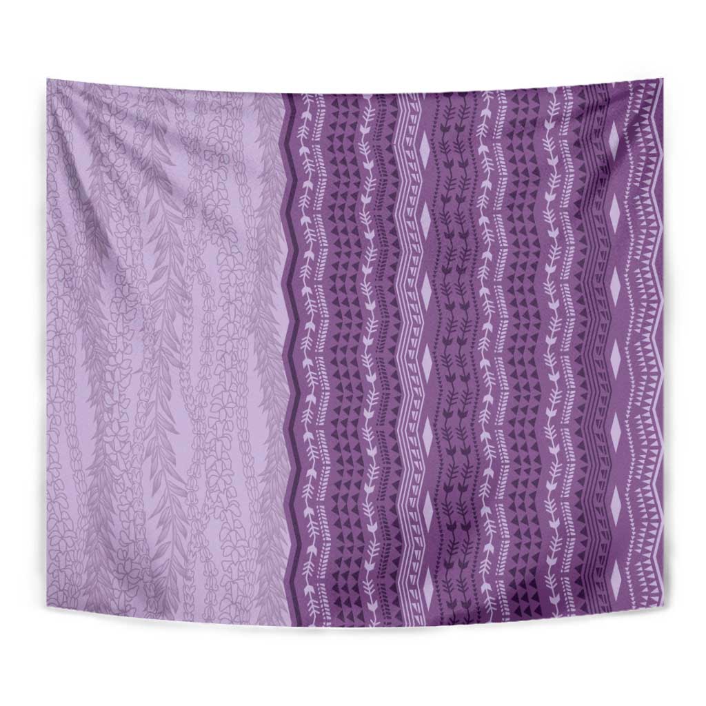 Vintage Violet Hawaiian Traditional Kapa Mix Flowers Lei Tapestry