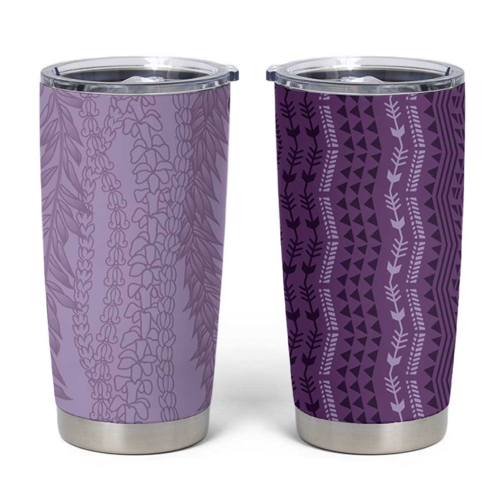 Vintage Violet Hawaiian Traditional Kapa Mix Flowers Lei Tumbler Cup