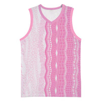 Vintage Pink Hawaiian Traditional Kapa Mix Flowers Lei Basketball Jersey LT7 Unisex Pink - Polynesian Pride