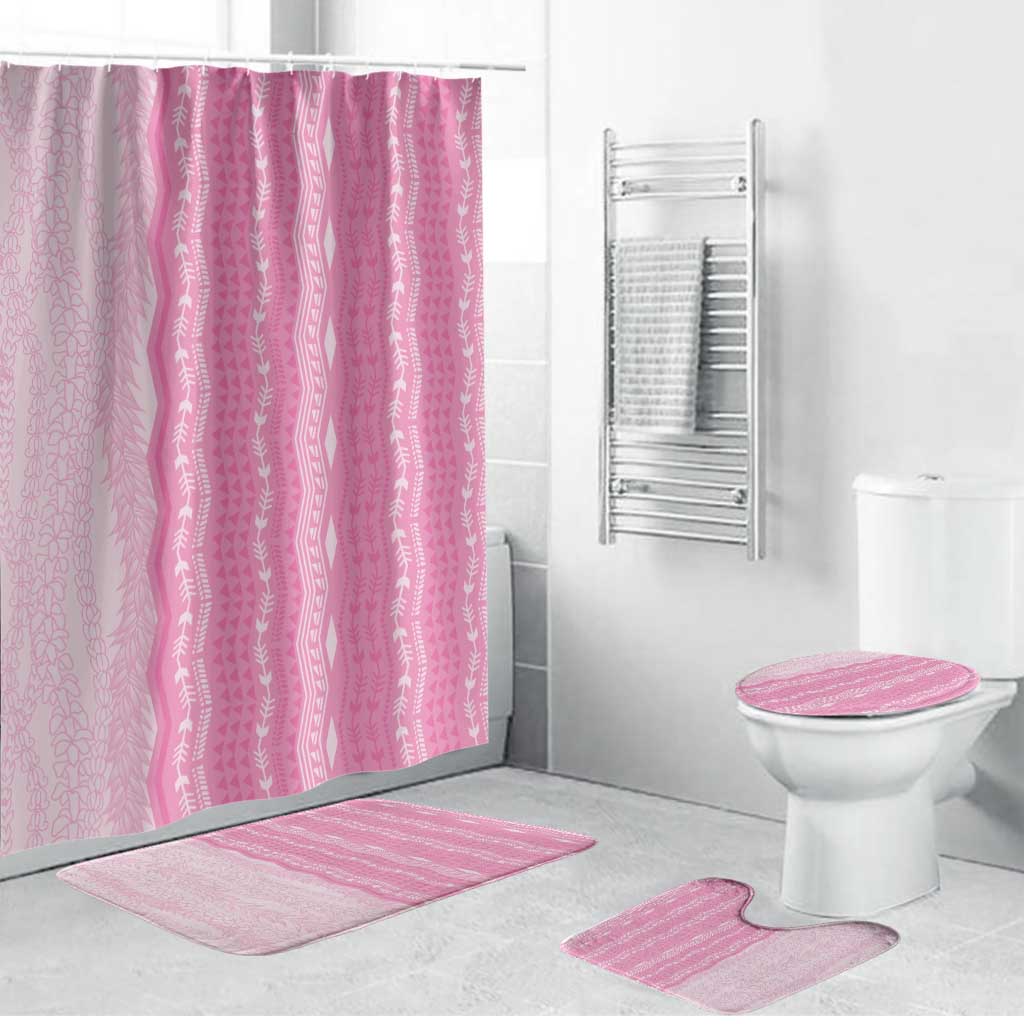 Vintage Pink Hawaiian Traditional Kapa Mix Flowers Lei Bathroom Set