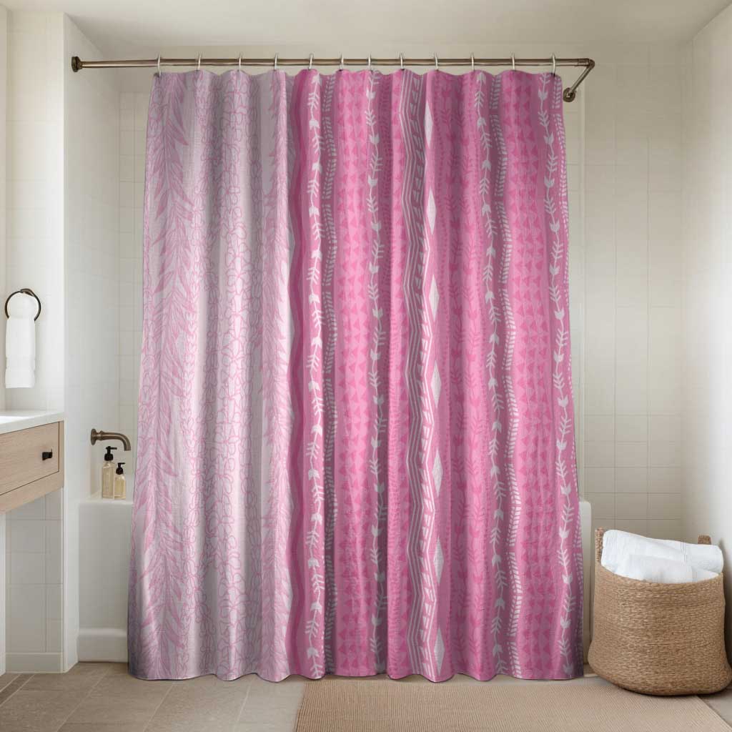 Vintage Pink Hawaiian Traditional Kapa Mix Flowers Lei Bathroom Set