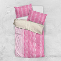 Vintage Pink Hawaiian Traditional Kapa Mix Flowers Lei Bedding Set