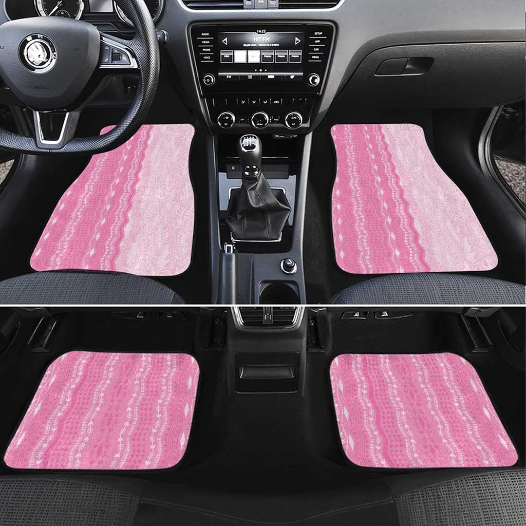 Vintage Pink Hawaiian Traditional Kapa Mix Flowers Lei Car Mats
