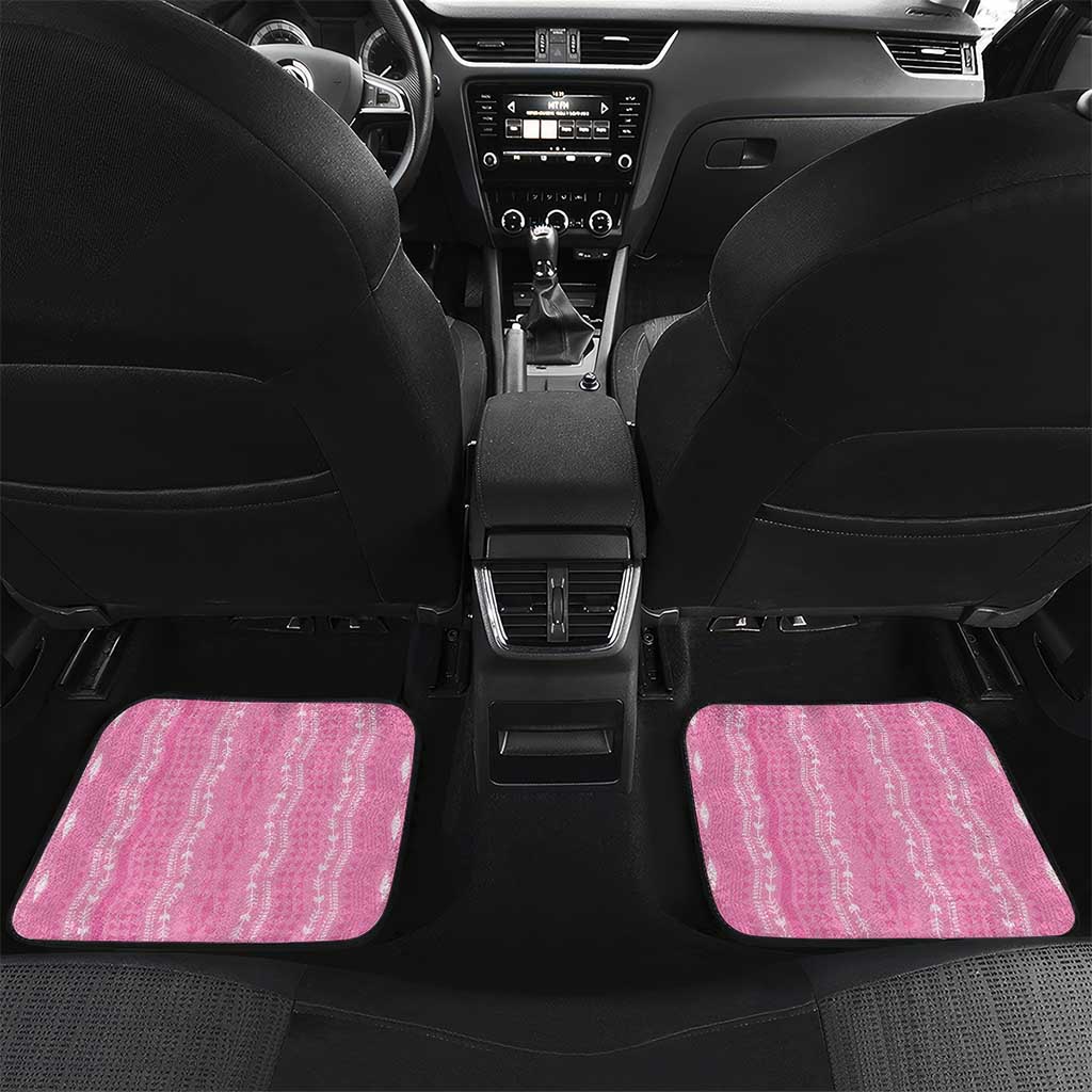 Vintage Pink Hawaiian Traditional Kapa Mix Flowers Lei Car Mats LT7 Set 2pcs - Back Pink - Polynesian Pride