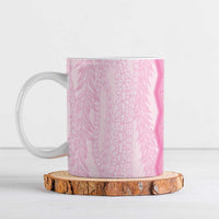 Vintage Pink Hawaiian Traditional Kapa Mix Flowers Lei Ceramic Mug