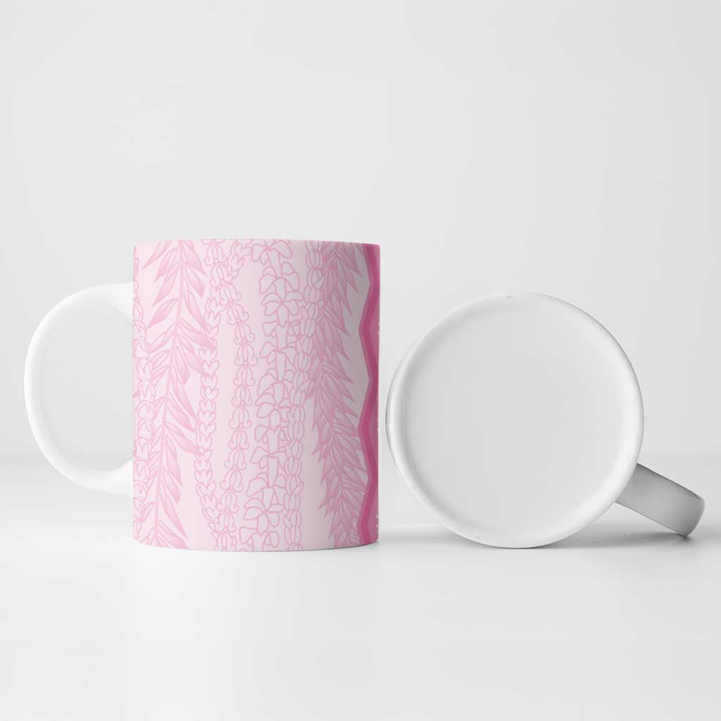 Vintage Pink Hawaiian Traditional Kapa Mix Flowers Lei Ceramic Mug