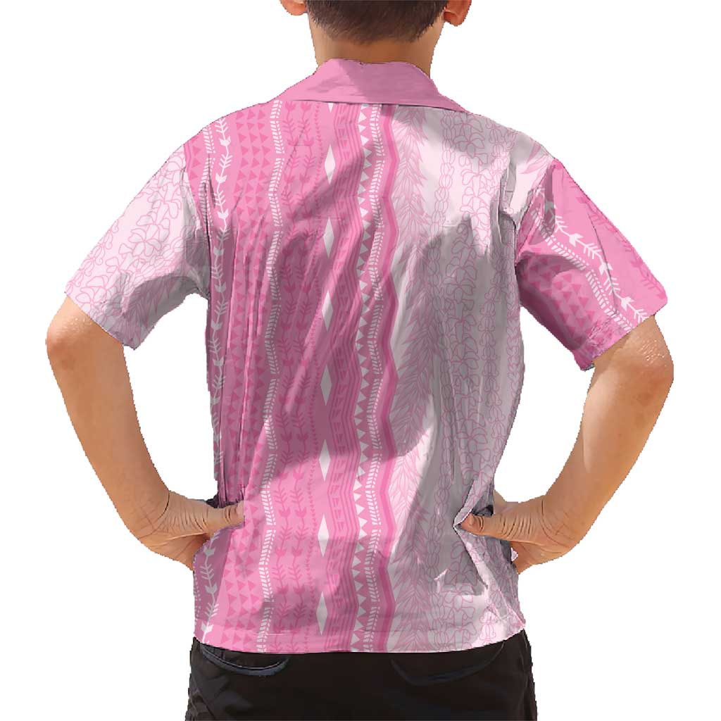Vintage Pink Hawaiian Traditional Kapa Mix Flowers Lei Kid Hawaiian Shirt