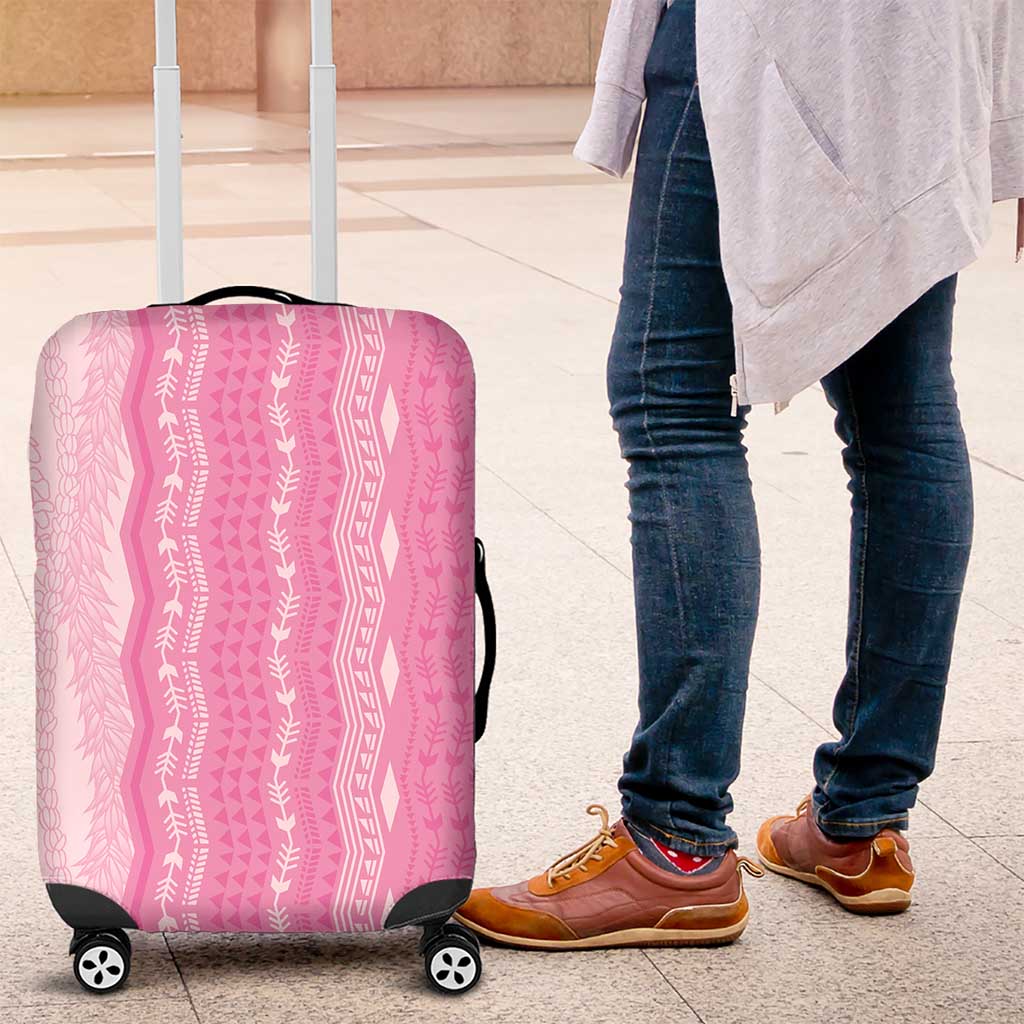 Vintage Pink Hawaiian Traditional Kapa Mix Flowers Lei Luggage Cover