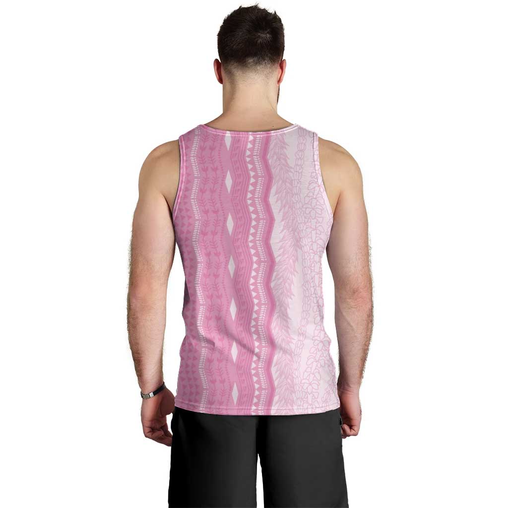 Vintage Pink Hawaiian Traditional Kapa Mix Flowers Lei Men Tank Top LT7 - Polynesian Pride