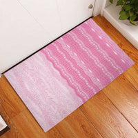 Vintage Pink Hawaiian Traditional Kapa Mix Flowers Lei Rubber Doormat