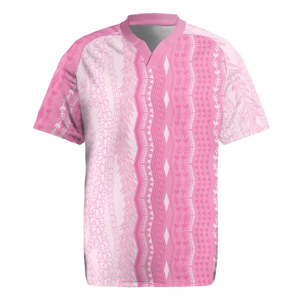 Vintage Pink Hawaiian Traditional Kapa Mix Flowers Lei Rugby Jersey