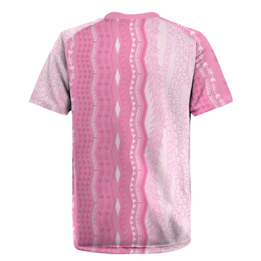 Vintage Pink Hawaiian Traditional Kapa Mix Flowers Lei Rugby Jersey LT7 - Polynesian Pride