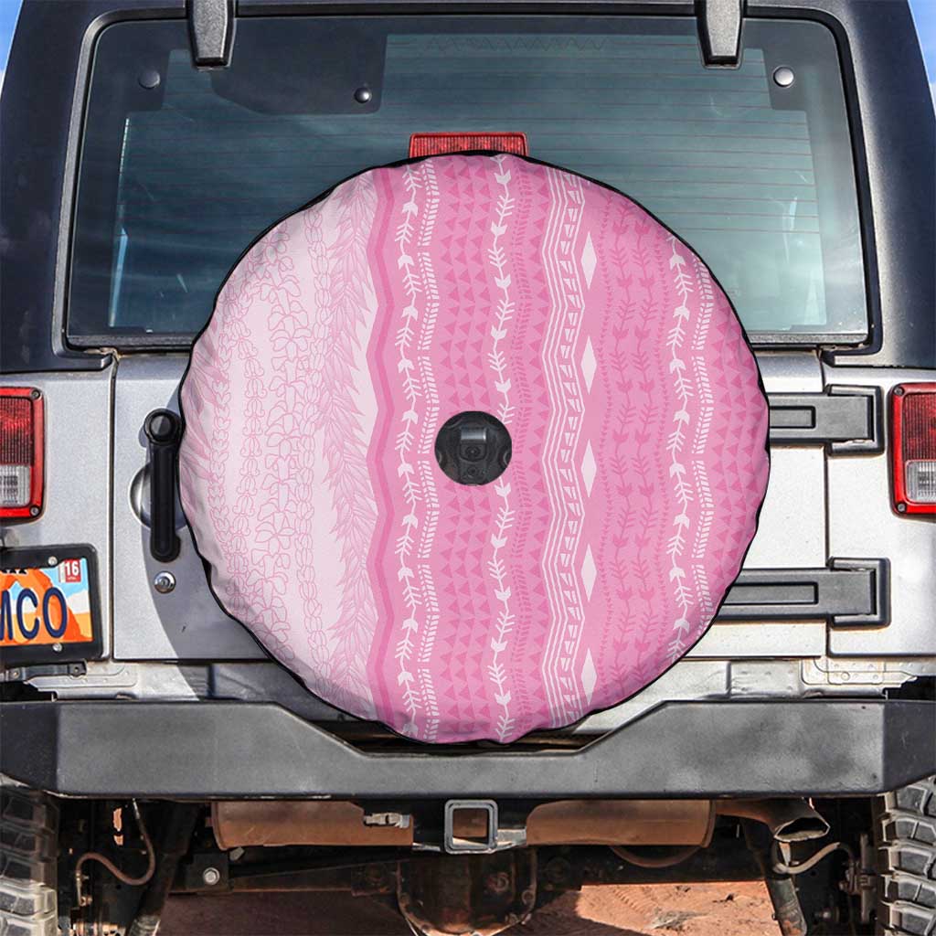 Vintage Pink Hawaiian Traditional Kapa Mix Flowers Lei Spare Tire Cover LT7 Pink - Polynesian Pride