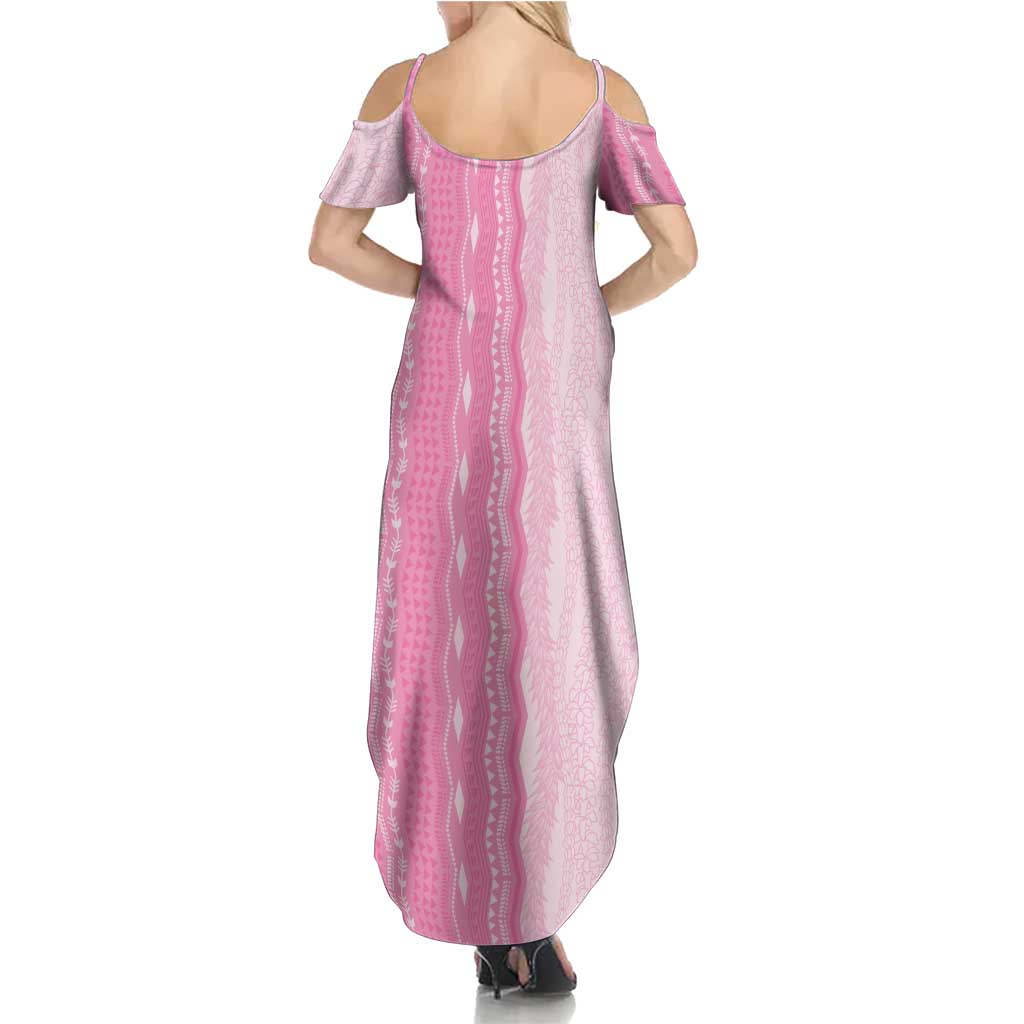 Vintage Pink Hawaiian Traditional Kapa Mix Flowers Lei Summer Maxi Dress LT7 - Polynesian Pride