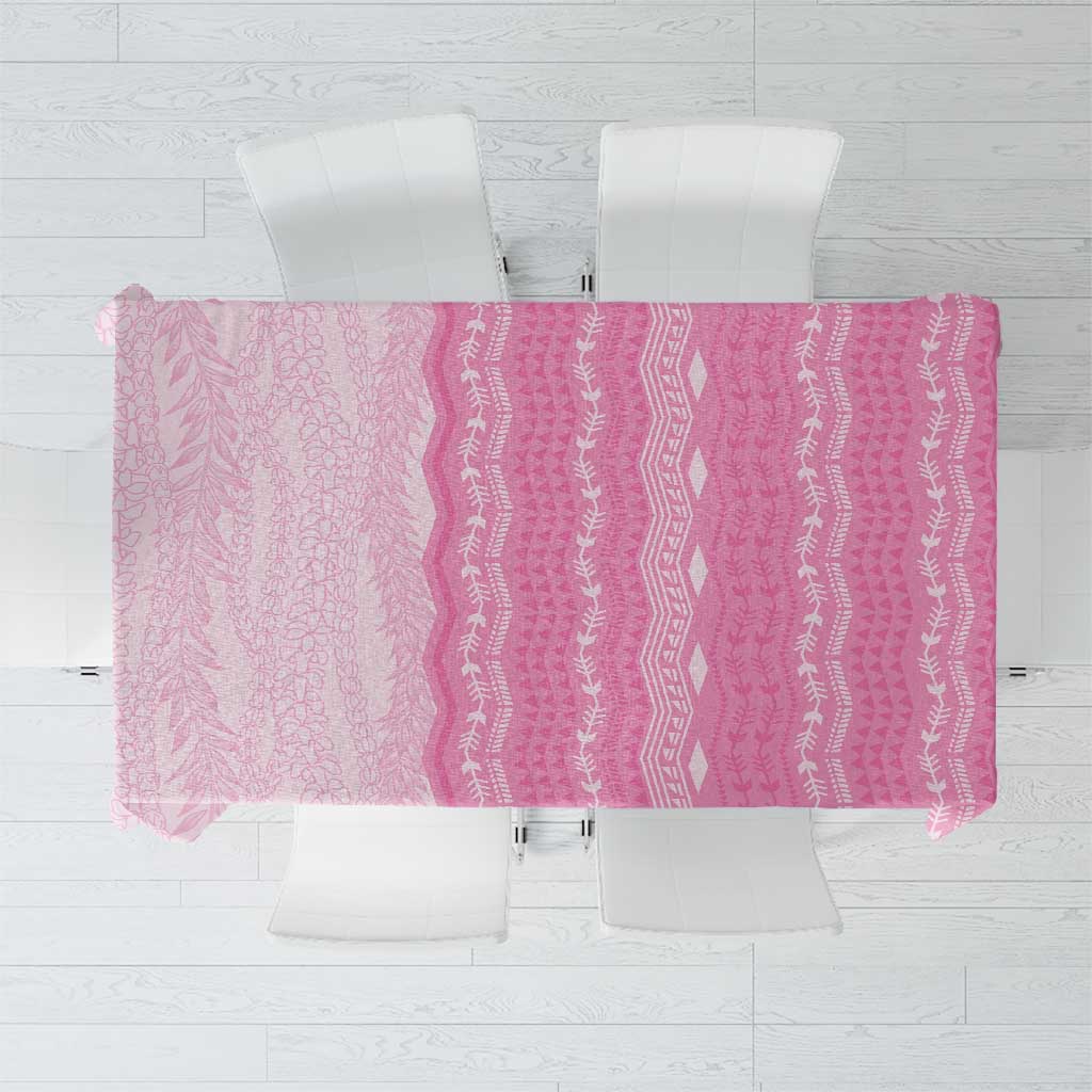 Vintage Pink Hawaiian Traditional Kapa Mix Flowers Lei Tablecloth LT7 Pink - Polynesian Pride