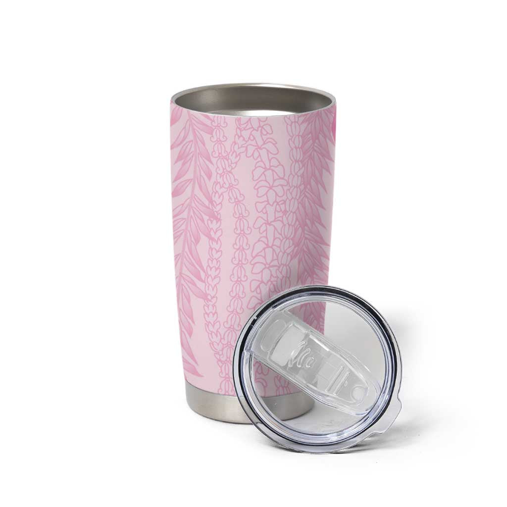 Vintage Pink Hawaiian Traditional Kapa Mix Flowers Lei Tumbler Cup LT7 - Polynesian Pride