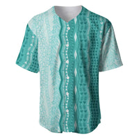 Vintage Teal Hawaiian Traditional Kapa Mix Flowers Lei Baseball Jersey