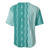Vintage Teal Hawaiian Traditional Kapa Mix Flowers Lei Baseball Jersey