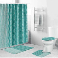 Vintage Teal Hawaiian Traditional Kapa Mix Flowers Lei Bathroom Set