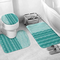 Vintage Teal Hawaiian Traditional Kapa Mix Flowers Lei Bathroom Set