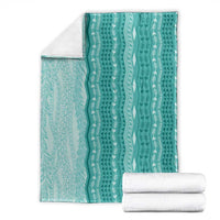 Vintage Teal Hawaiian Traditional Kapa Mix Flowers Lei Blanket