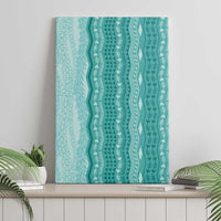 Vintage Teal Hawaiian Traditional Kapa Mix Flowers Lei Canvas Wall Art LT7 - Polynesian Pride
