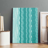 Vintage Teal Hawaiian Traditional Kapa Mix Flowers Lei Canvas Wall Art LT7 - Polynesian Pride