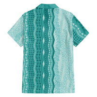 Vintage Teal Hawaiian Traditional Kapa Mix Flowers Lei Family Matching Mermaid Dress and Hawaiian Shirt LT7 - Polynesian Pride