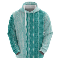 Vintage Teal Hawaiian Traditional Kapa Mix Flowers Lei Hoodie LT7 - Polynesian Pride