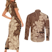 Samoa Women's Day Couples Matching Short Sleeve Bodycon Dress and Long Sleeve Button Shirt Tiale Flower Mix Siapo Tapa LT7 - Polynesian Pride