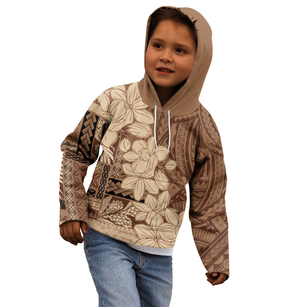 Samoa Women's Day Kid Hoodie Tiale Flower Mix Siapo Tapa LT7 - Polynesian Pride