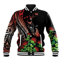 Aloha Hawaii Manta Rays Baseball Jacket Red Ohia Lehua