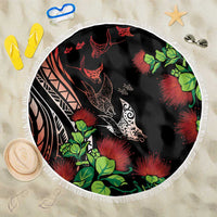 Aloha Hawaii Manta Rays Beach Blanket Red Ohia Lehua