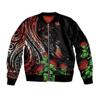Aloha Hawaii Manta Rays Bomber Jacket Red Ohia Lehua LT7 Unisex Red - Polynesian Pride