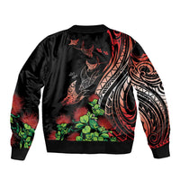 Aloha Hawaii Manta Rays Bomber Jacket Red Ohia Lehua LT7 - Polynesian Pride