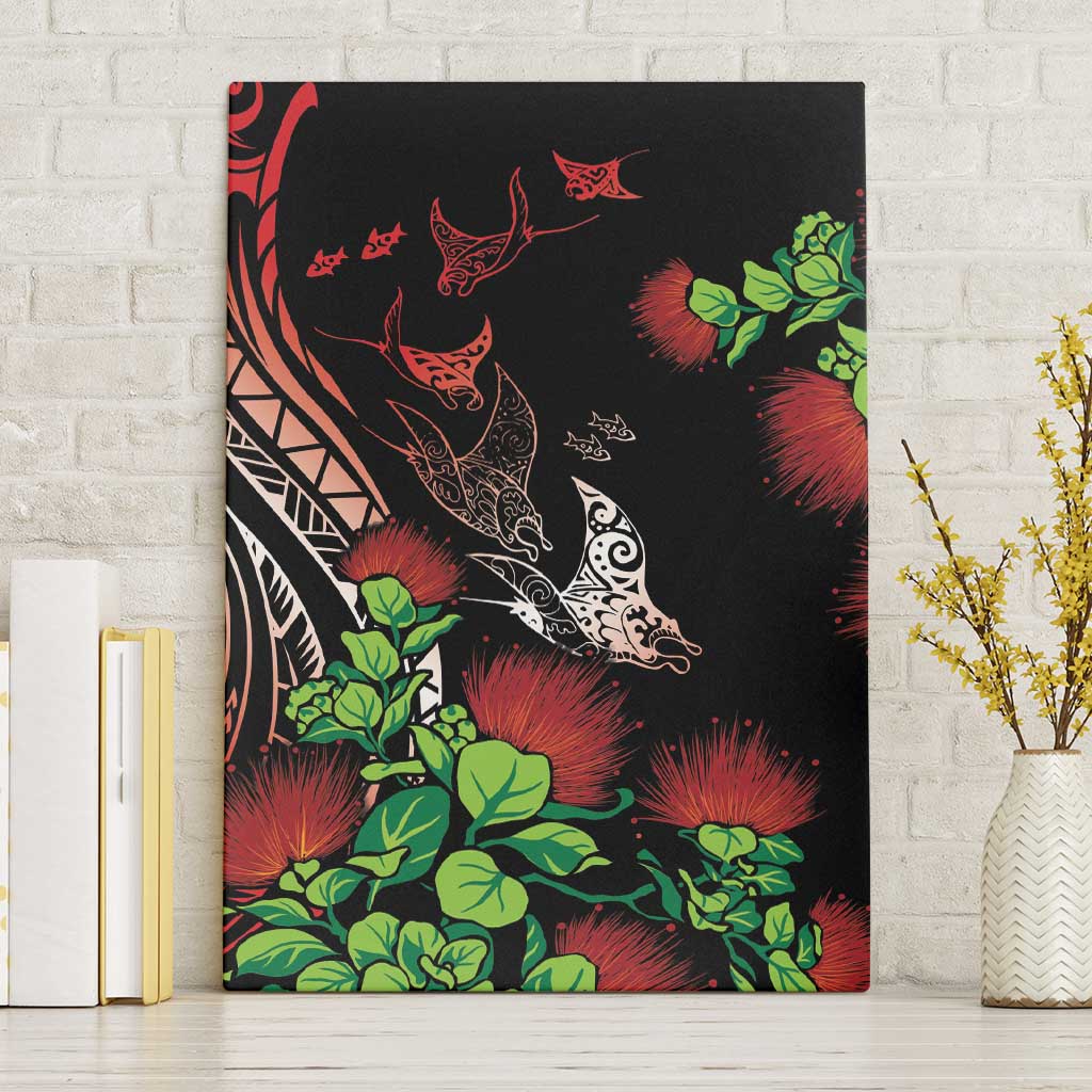 Aloha Hawaii Manta Rays Canvas Wall Art Red Ohia Lehua