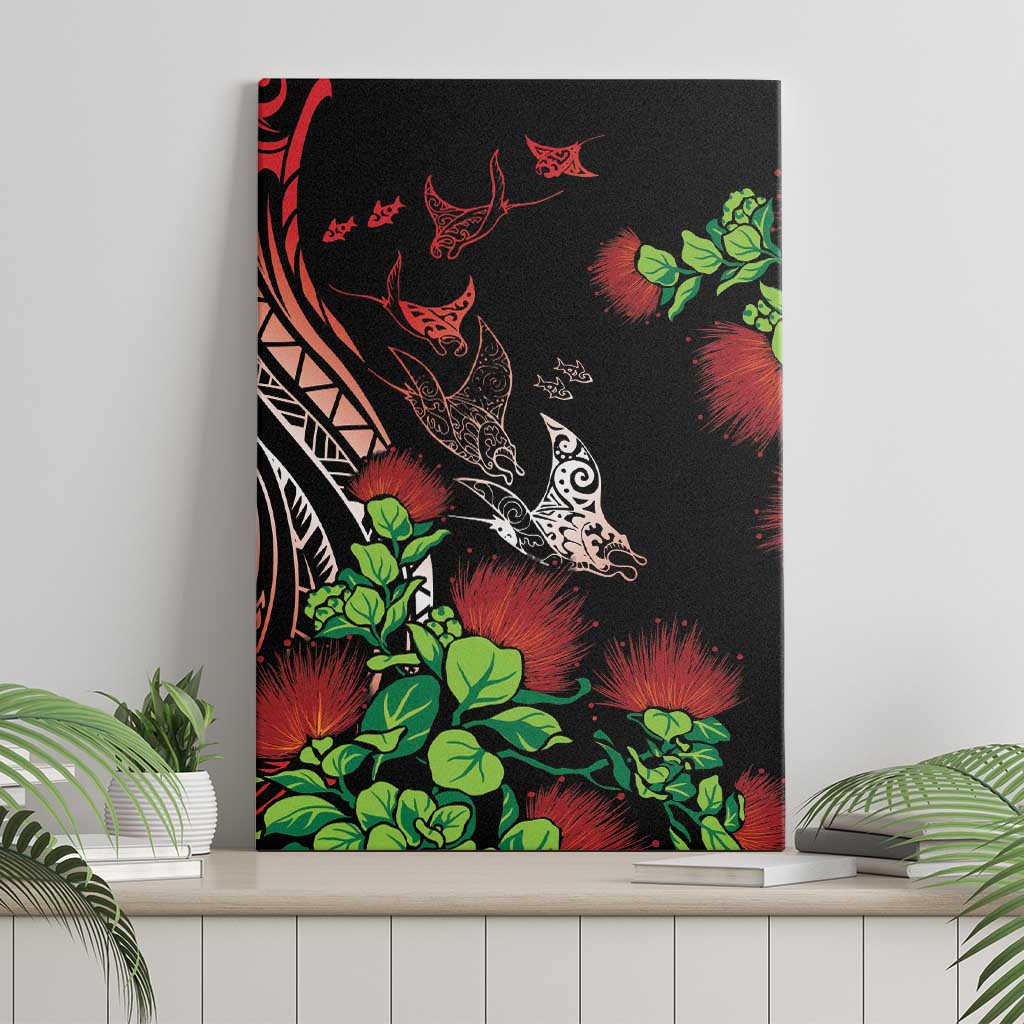 Aloha Hawaii Manta Rays Canvas Wall Art Red Ohia Lehua