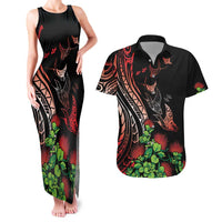 Aloha Hawaii Manta Rays Couples Matching Tank Maxi Dress and Hawaiian Shirt Red Ohia Lehua