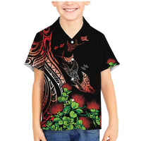 Aloha Hawaii Manta Rays Family Matching Mermaid Dress and Hawaiian Shirt Red Ohia Lehua