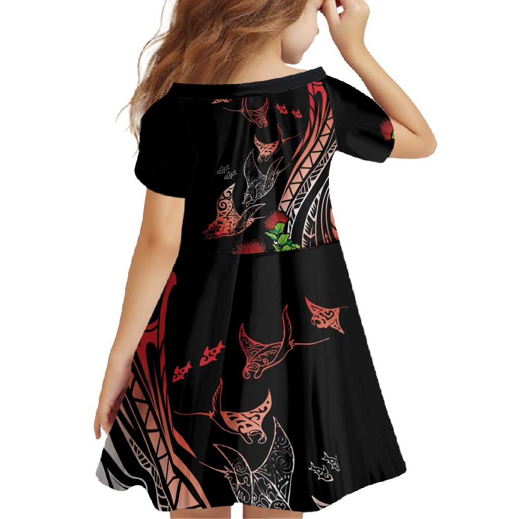 Aloha Hawaii Manta Rays Family Matching Off Shoulder Maxi Dress and Hawaiian Shirt Red Ohia Lehua
