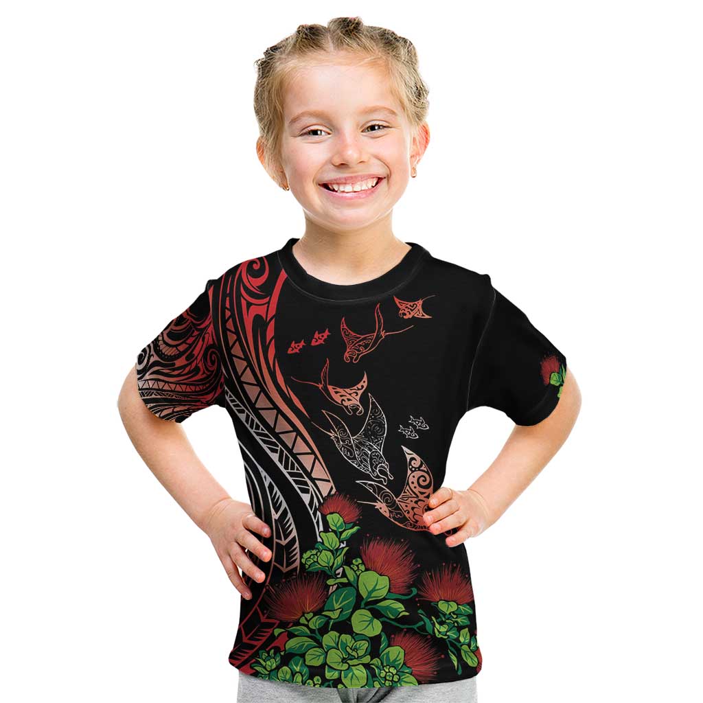 Aloha Hawaii Manta Rays Kid T Shirt Red Ohia Lehua LT7 Red - Polynesian Pride