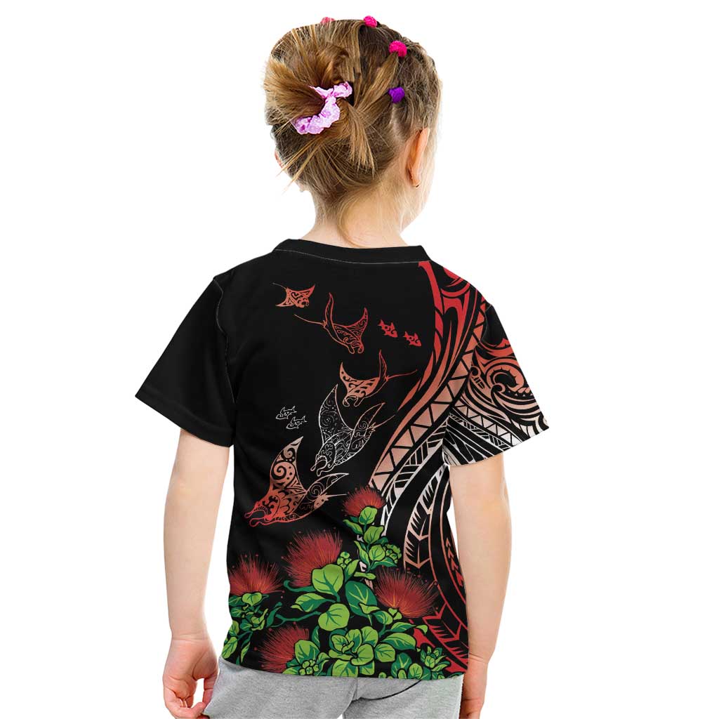 Aloha Hawaii Manta Rays Kid T Shirt Red Ohia Lehua