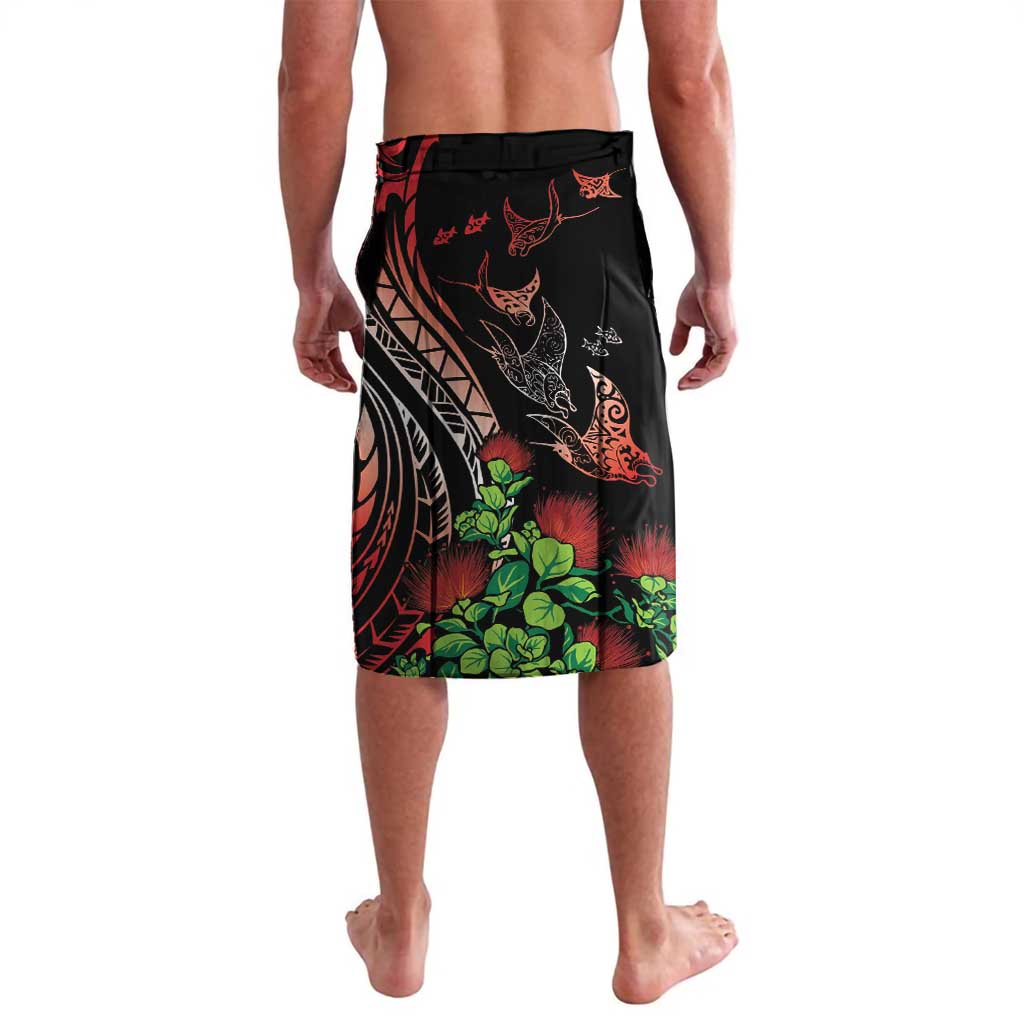 Aloha Hawaii Manta Rays Lavalava Red Ohia Lehua