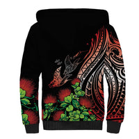 Aloha Hawaii Manta Rays Sherpa Hoodie Red Ohia Lehua