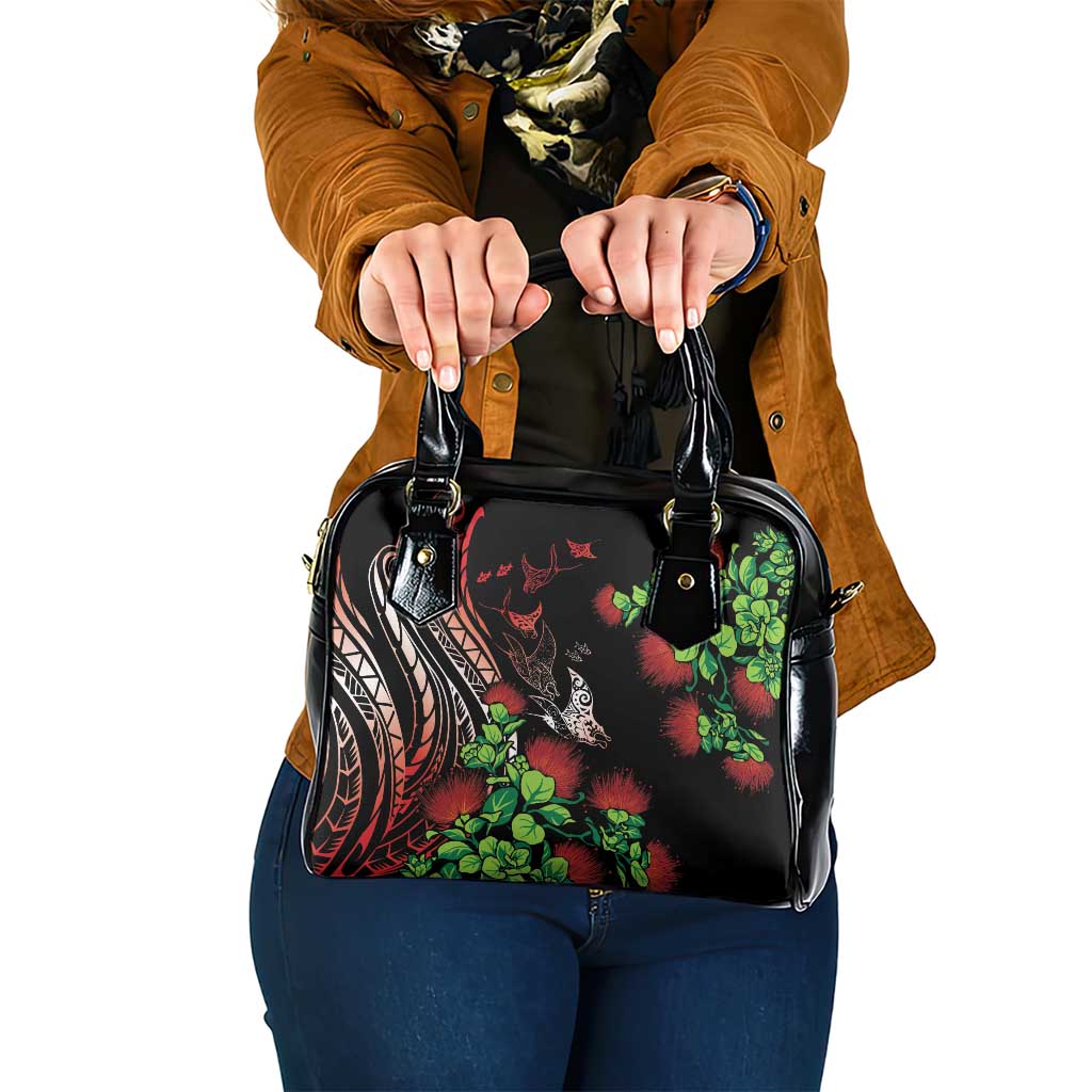 Aloha Hawaii Manta Rays Shoulder Handbag Red Ohia Lehua