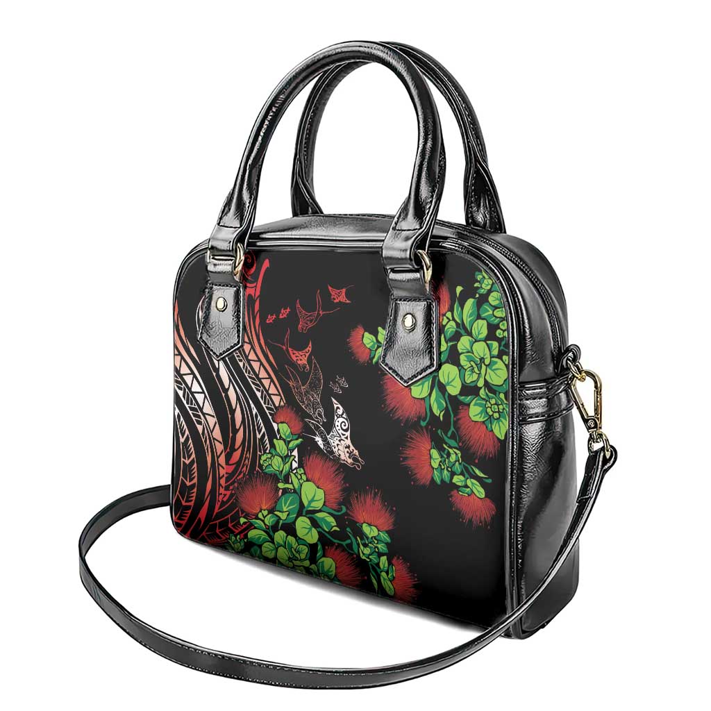 Aloha Hawaii Manta Rays Shoulder Handbag Red Ohia Lehua